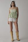 Another Girl Gingham Bubble Hem Peplum Tank Top
