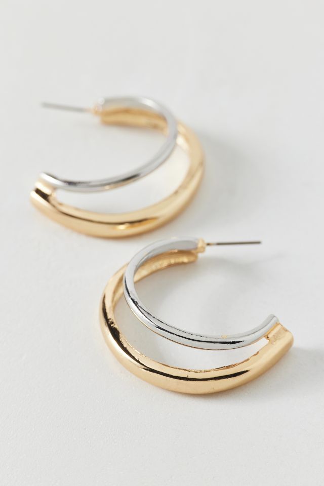 Mixed Metal Double Hoop Earring #1