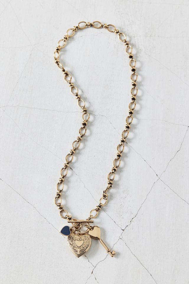 Heart Of Gold Charm Pendant Toggle Necklace #1
