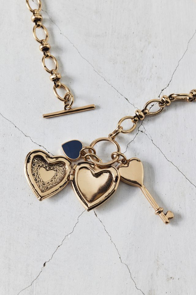 Heart Of Gold Charm Pendant Toggle Necklace #2