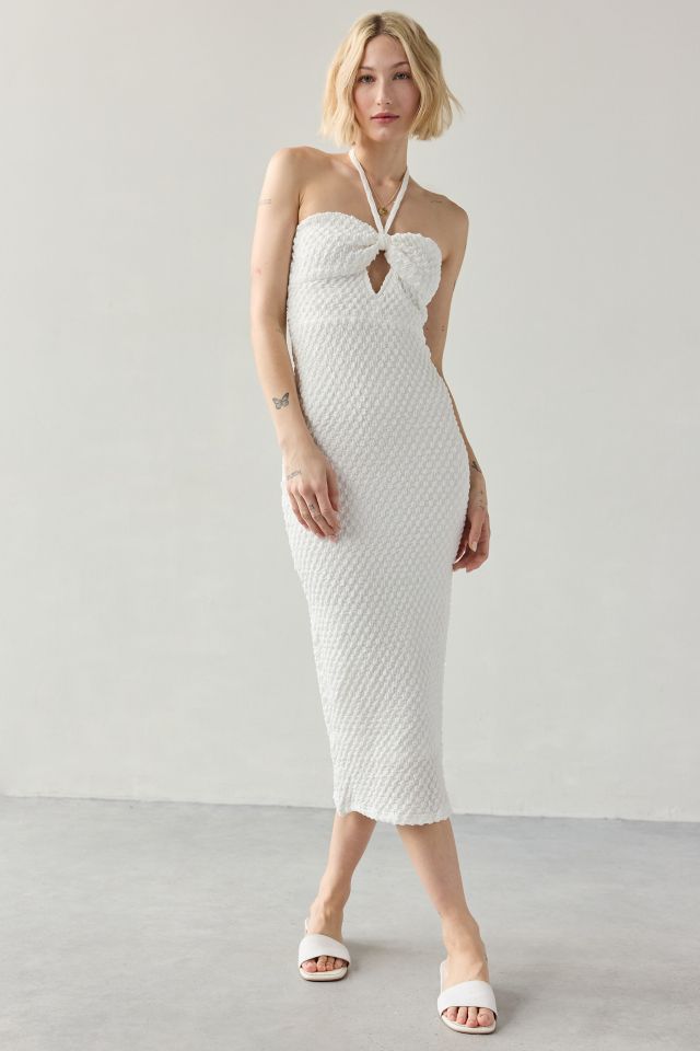 Rare London Textured Cutout Halter Midi Dress #3
