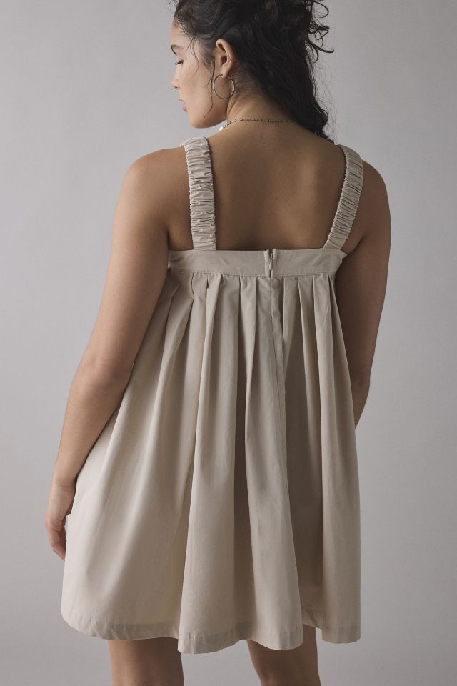 Another Girl Cotton-Blend Poplin Pleated Babydoll Mini Dress #3
