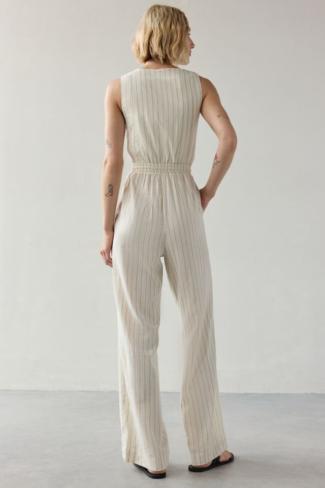 Another Girl Striped Cotton Tie-Front Jumpsuit #2