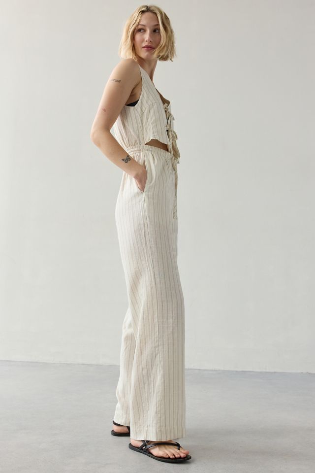 Another Girl Striped Cotton Tie-Front Jumpsuit #3