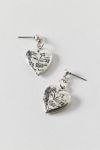 Etched Heart Locket Earring