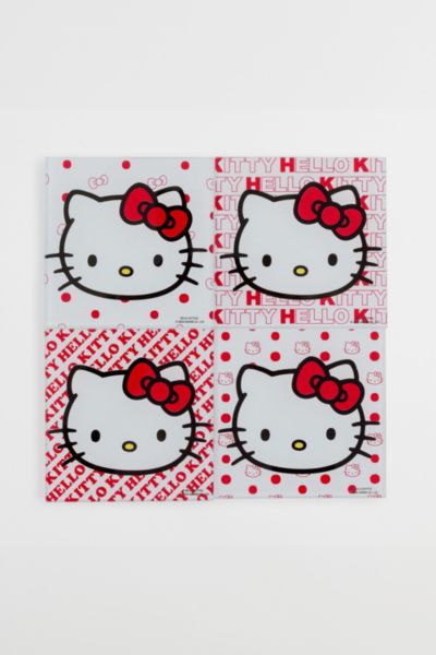 Urban Outfitters Sanrio Hello Kitty Red Bow Glass Coaster Set In Red At