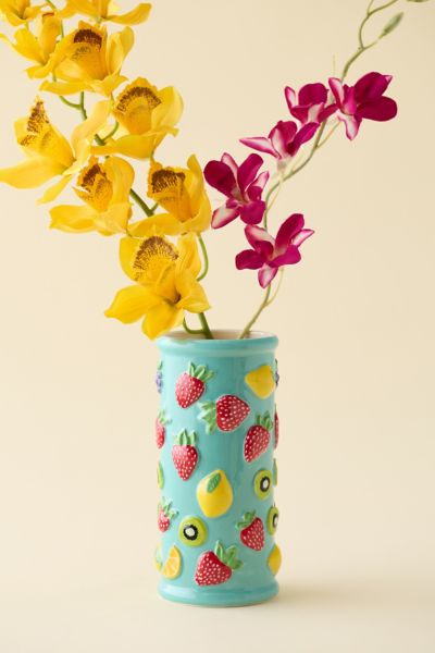 URBAN OUTFITTERS TROPICAL FRUIT ICON CERAMIC VASE IN LIGHT BLUE AT URBAN OUTFITTERS 