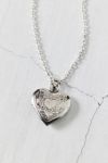 Metal Etched Heart Locket Necklace