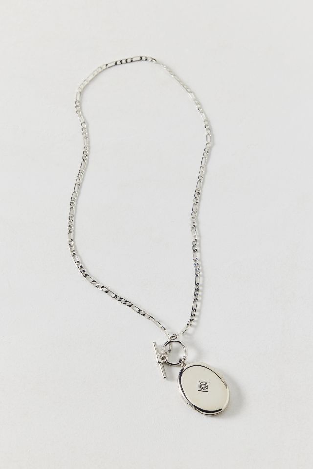 Oval Locket Pendant Toggle Necklace #1