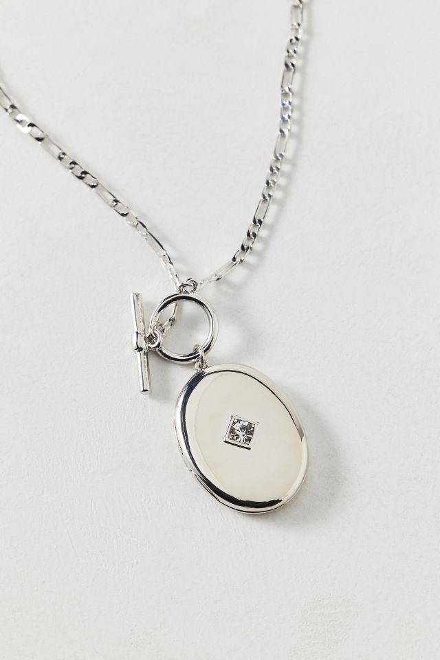 Oval Locket Pendant Toggle Necklace #2