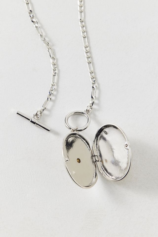 Oval Locket Pendant Toggle Necklace #3