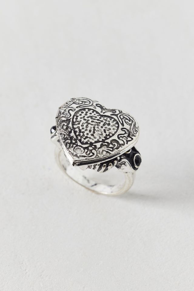 Etched Heart Locket Ring #1