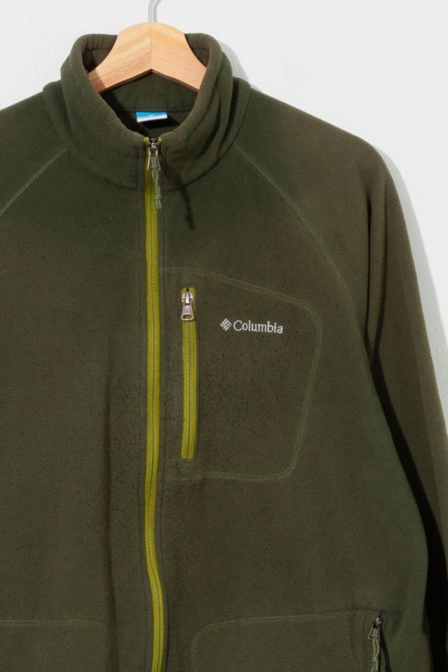 Vintage Y2K Columbia Distressed Green Zipper Fleece Jacket #1