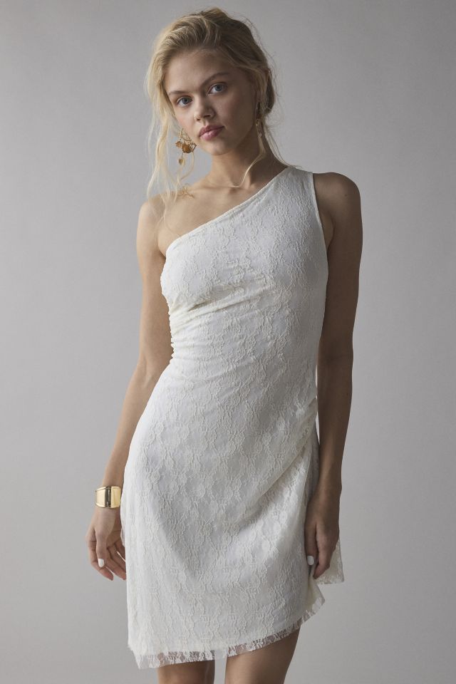 UO Michelle Lace Asymmetrical One-Shoulder Mini Dress #1