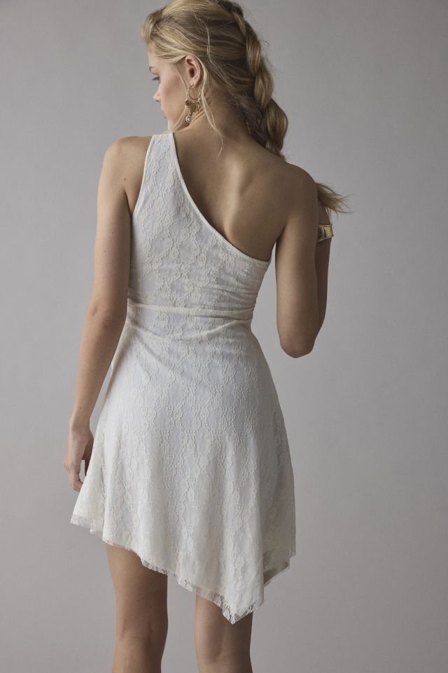 UO Michelle Lace Asymmetrical One-Shoulder Mini Dress #2