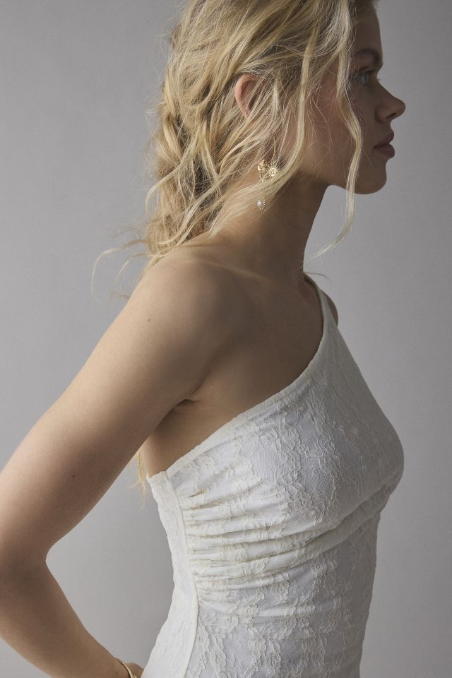 UO Michelle Lace Asymmetrical One-Shoulder Mini Dress #3