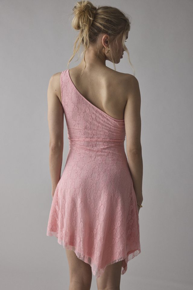 UO Michelle Lace Asymmetrical One-Shoulder Mini Dress #1