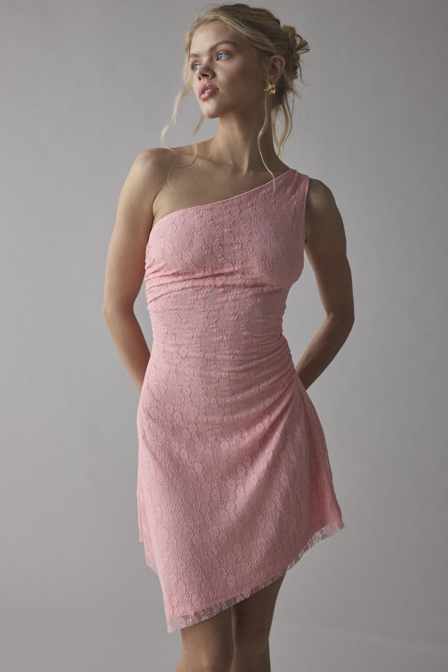 UO Michelle Lace Asymmetrical One-Shoulder Mini Dress #4