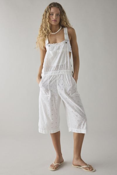 Shop Bdg Billy Semi-sheer Eyelet Lace Shortall In White, Women's At Urban Outfitters
