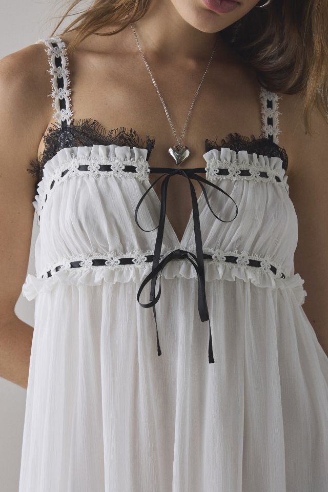 Kimchi Blue Adelaide Lace + Ribbon Trim Babydoll Mini Dress #1