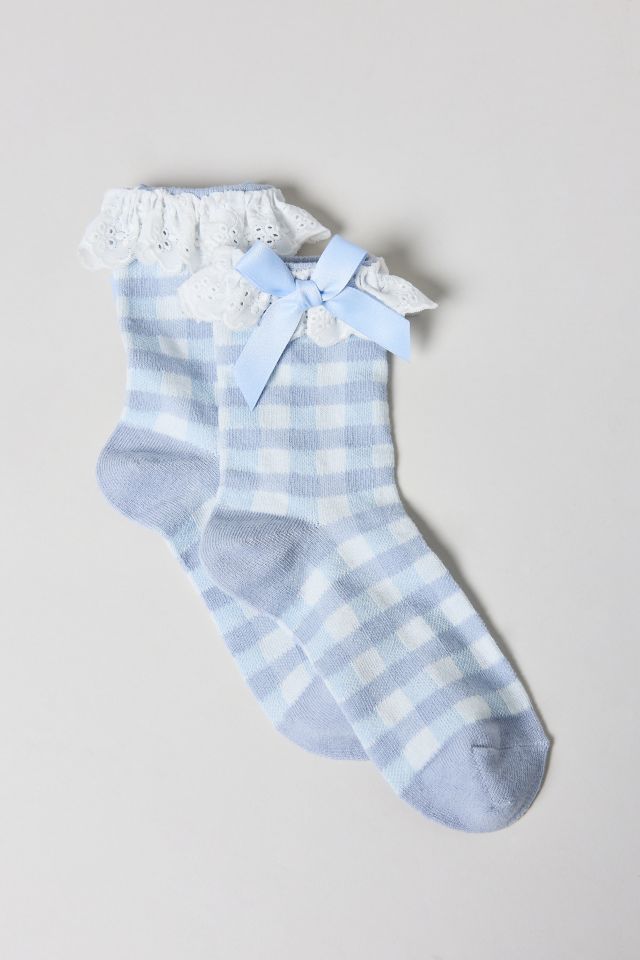 Chaussette ras du cou en vichy avec bordure à œillets #1
