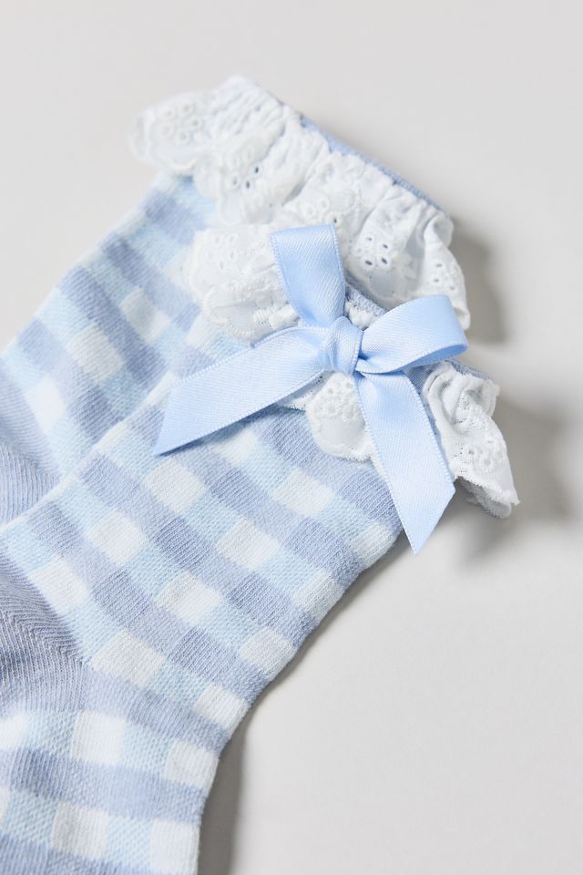 Chaussette ras du cou en vichy avec bordure à œillets #2