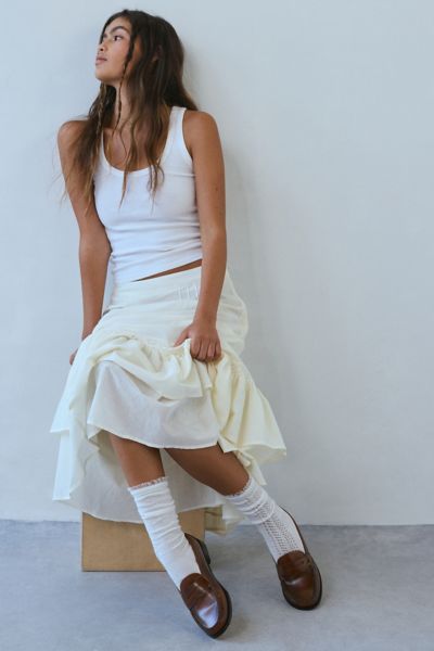 URBAN OUTFITTERS LAYLA POINTELLE CREW SOCK IN IVORY, WOMEN'S AT URBAN OUTFITTERS 