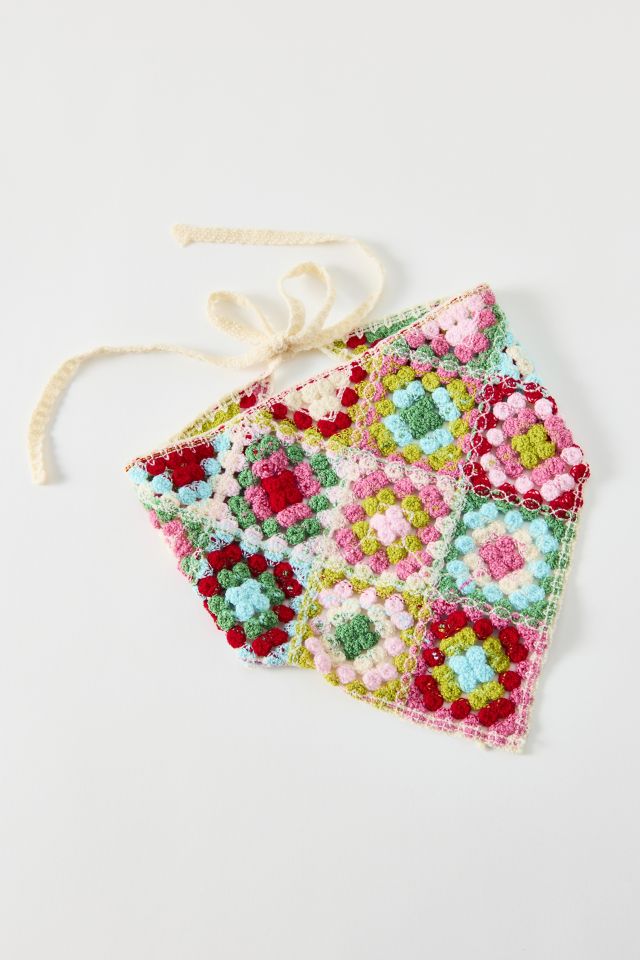 Valerie Checkered Crochet Triangle Headscarf #2