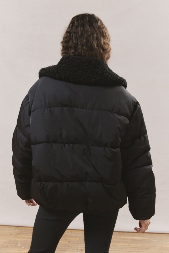 Duckie Faux Shearling Collar Puffer Jacket #1