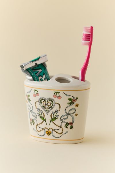 Urban Outfitters Mariya Ceramic Toothbrush Holder In Ivory Combo At  In Multi