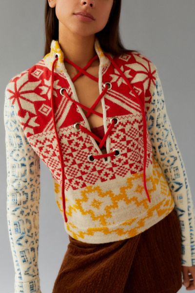 BDG Rian Lace-Up Sweater