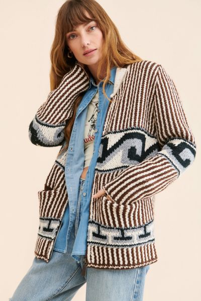 BDG Tate Printed Zip-Up Cardigan