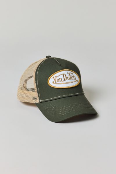 Von Dutch Logo Trucker Hat In Olive, Women's At Urban Outfitters In Green