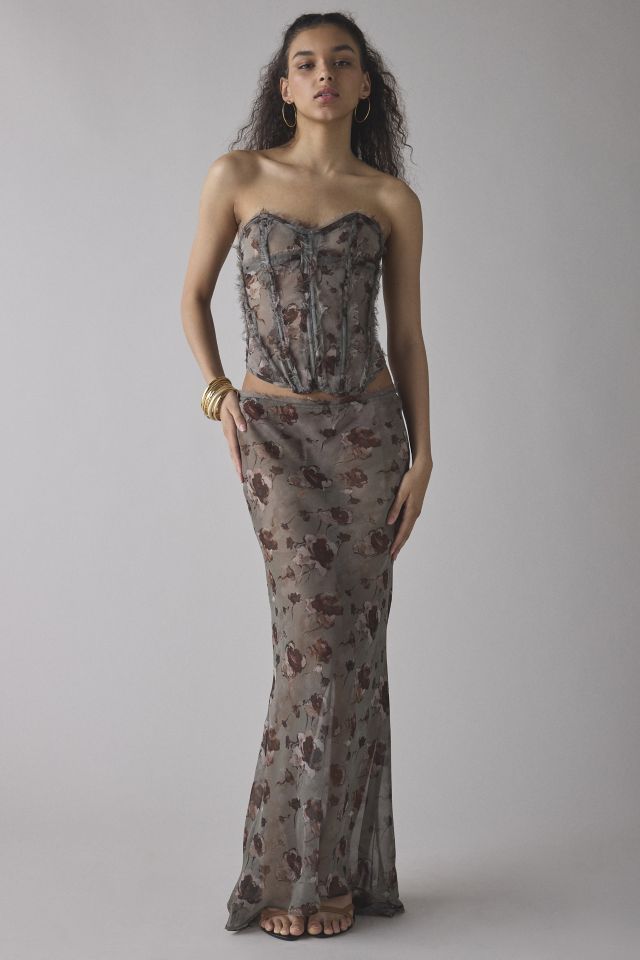 Jaded London Cibele Semi-Sheer Floral Organza Strapless Corset Top #1