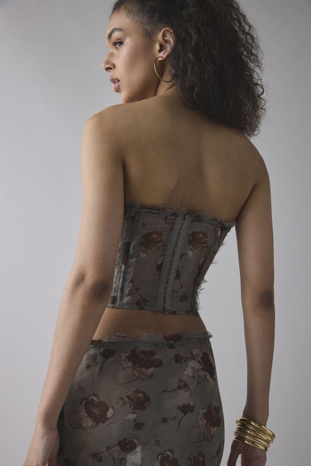 Jaded London Cibele Semi-Sheer Floral Organza Strapless Corset Top #2