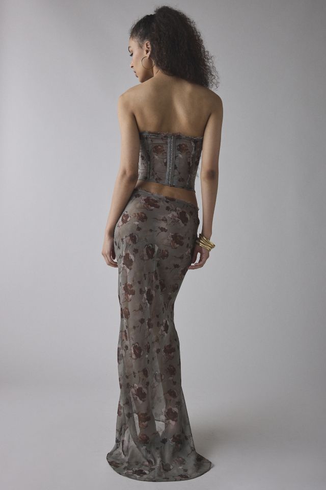 Jaded London Cibele Semi-Sheer Floral Organza Maxi Skirt #2