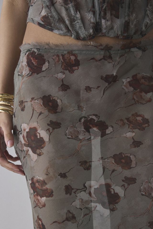 Jaded London Cibele Semi-Sheer Floral Organza Maxi Skirt #3