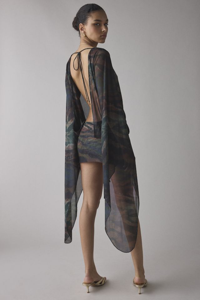 Mini robe semi-transparente à manches XXL drapées Jaded London #1
