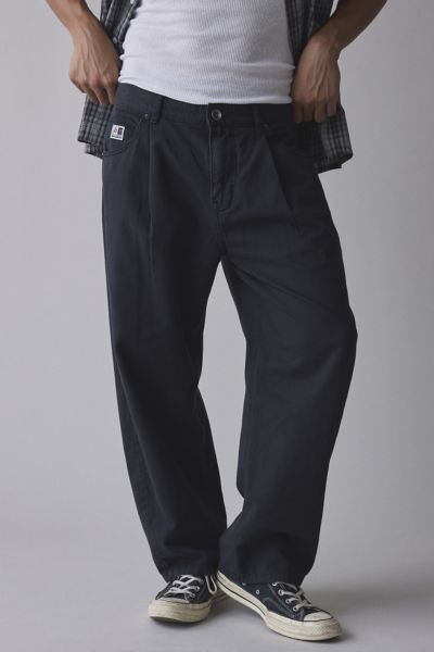 BDG TWILL 5-POCKET PLEATED DAD CHINO PANT IN BLACK, MEN'S AT URBAN OUTFITTERS 