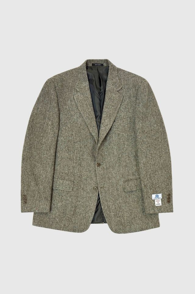 Blazer Homme Harris Tweed - Laine épi Marron, Taille UK 40, Simple Boutonnage - Occasion Très Bon état