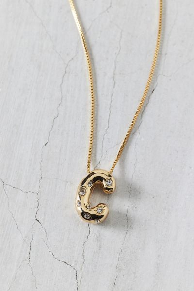 Urban Outfitters 14k Gold Plated Rhinestone Bubble Initial Charm Necklace, Women's At  In Multicolor