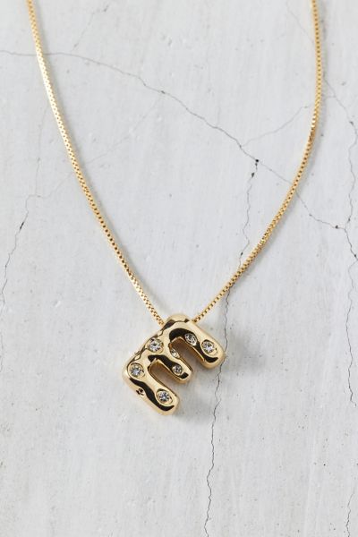 Urban Outfitters 14k Gold Plated Rhinestone Bubble Initial Charm Necklace, Women's At  In Multicolor