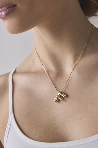 Urban Outfitters 14k Gold Plated Rhinestone Bubble Initial Charm Necklace, Women's At  In Multicolor