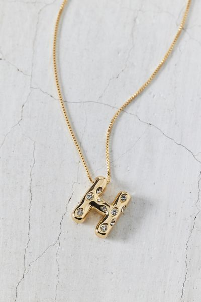 Urban Outfitters 14k Gold Plated Rhinestone Bubble Initial Charm Necklace, Women's At  In Multicolor