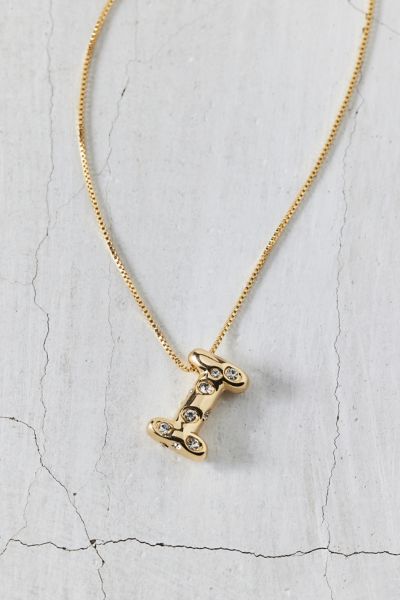 Urban Outfitters 14k Gold Plated Rhinestone Bubble Initial Charm Necklace, Women's At  In Multicolor