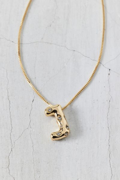 Urban Outfitters 14k Gold Plated Rhinestone Bubble Initial Charm Necklace, Women's At  In Multicolor