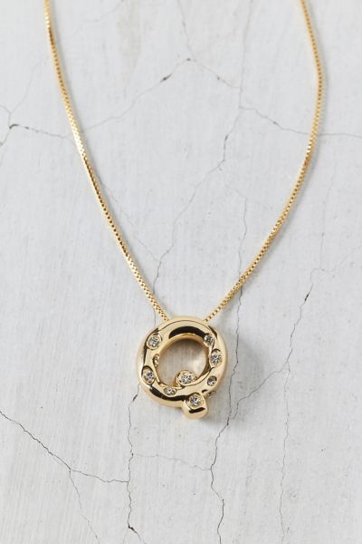Urban Outfitters 14k Gold Plated Rhinestone Bubble Initial Charm Necklace, Women's At  In Multicolor