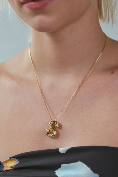 Urban Outfitters 14k Gold Plated Rhinestone Bubble Initial Charm Necklace, Women's At  In Multicolor