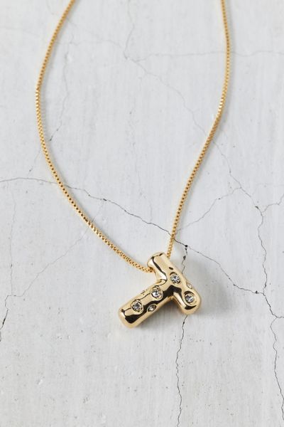Urban Outfitters 14k Gold Plated Rhinestone Bubble Initial Charm Necklace, Women's At  In Multicolor