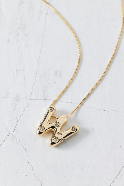 Urban Outfitters 14k Gold Plated Rhinestone Bubble Initial Charm Necklace, Women's At  In Multicolor